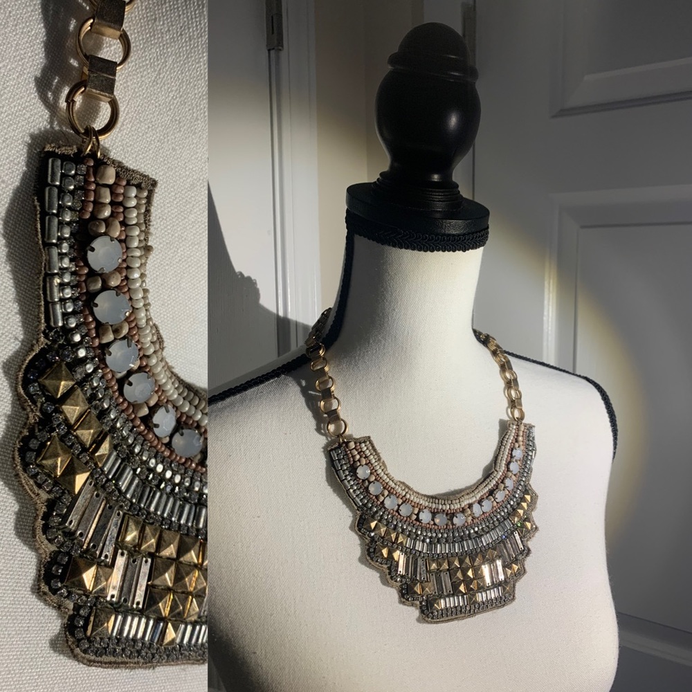 Metallic bib necklace